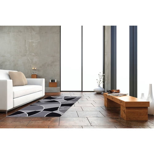 Velmora™ Block Polypropylene Rug, 4'11" x 7', Black