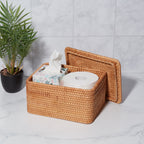 Velmora™ Brown Rattan Organizer Basket with Lid