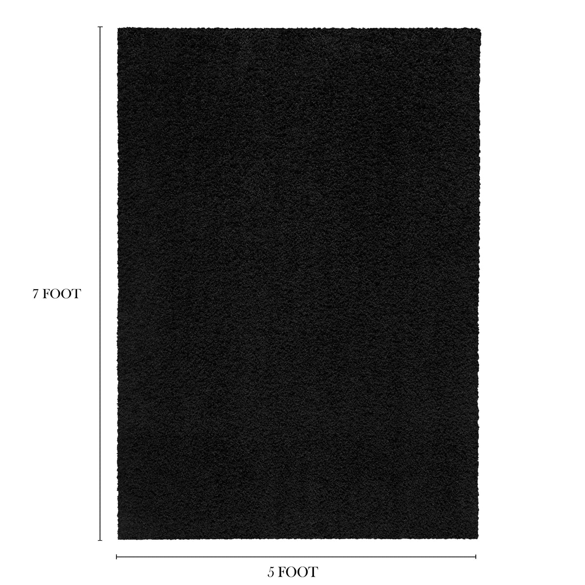 Velmora™ (3 pack) Traditional Solid Black Shag Indoor Area Rug, 5' x 7'