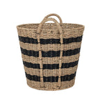 Velmora™ Extra Large Striped Seagrass Decorative Storage Basket with Handles, 17 in x 18 in