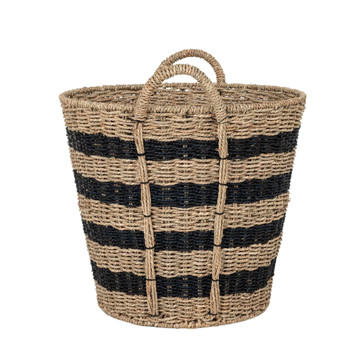 Velmora™ Extra Large Striped Seagrass Decorative Storage Basket with Handles, 17 in x 18 in