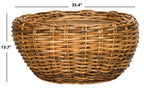 Velmora™ Alley Wood Top Round Wicker Coffee Table, Natural Brown