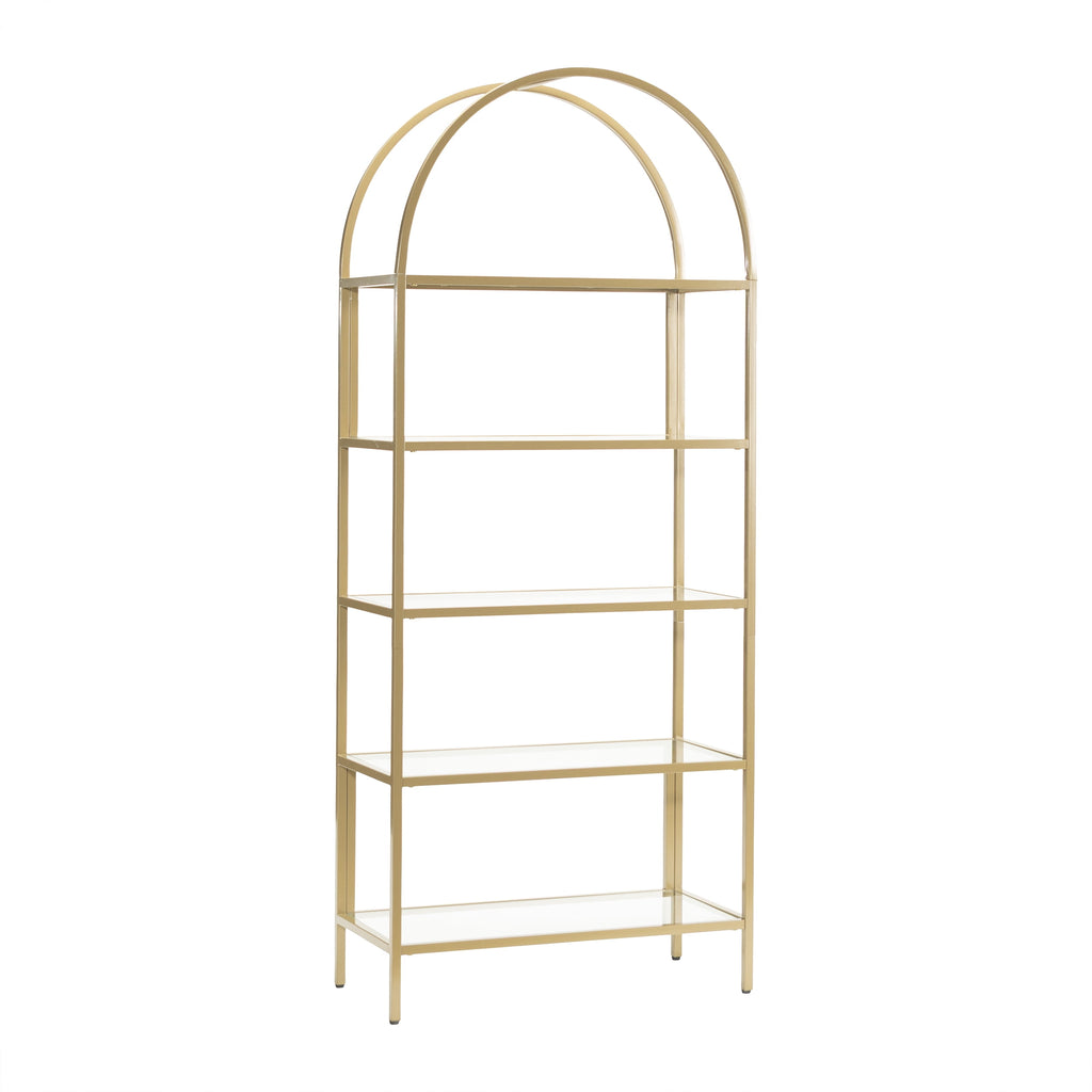 Velmora™ Nola Arch Bookcase, Gold Finish