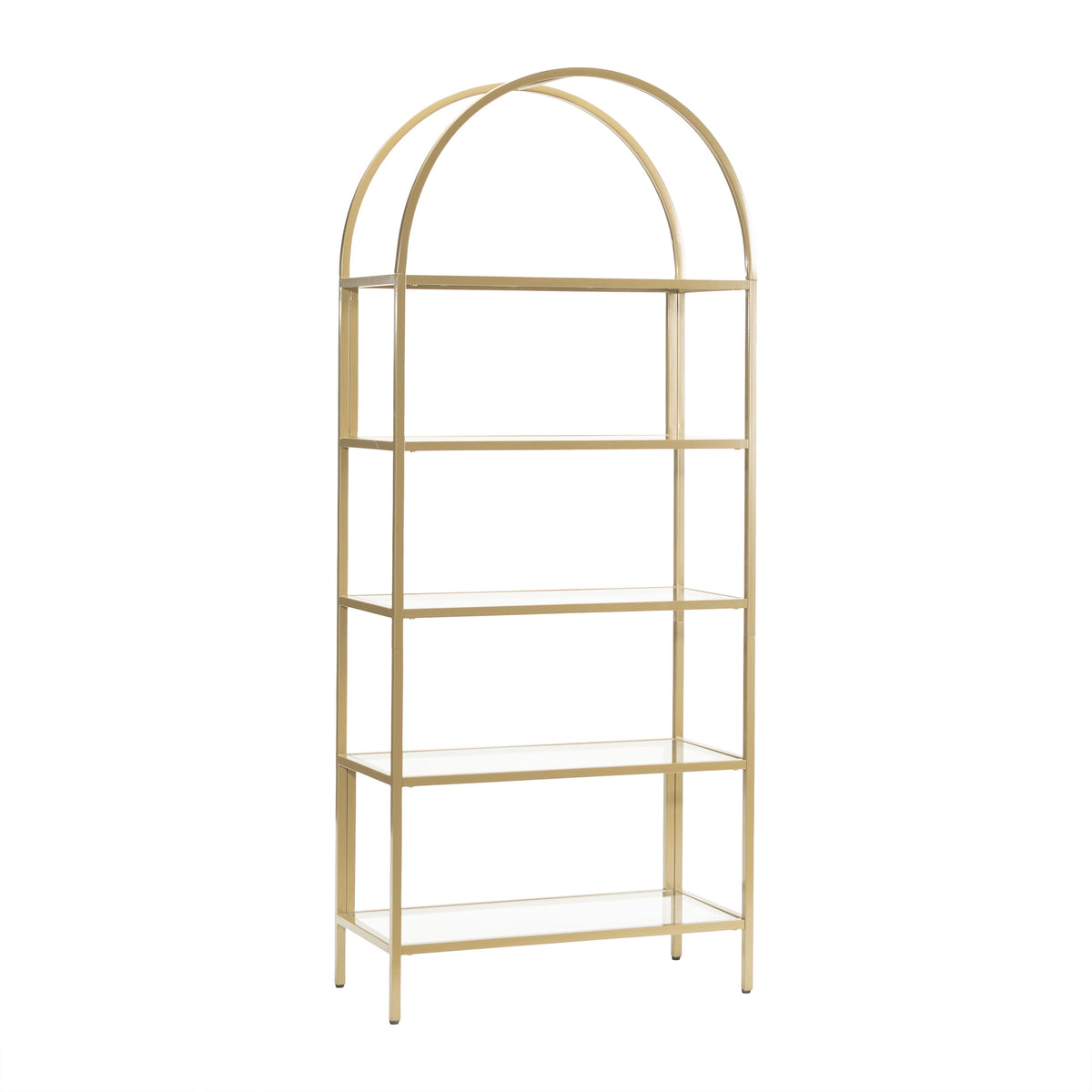 Velmora™ Nola Arch Bookcase, Gold Finish