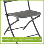Velmora™ 3-Piece Steel and Wicker Rope Folding Outdoor Patio Bistro Set, Gray/Black