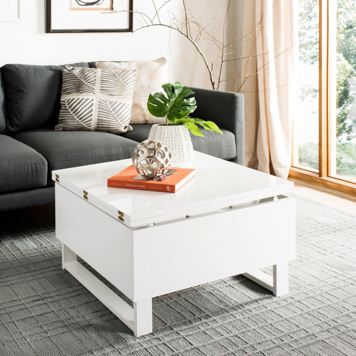 Velmora™ Vanna Lift-Top Solid Glam Coffee Table, White