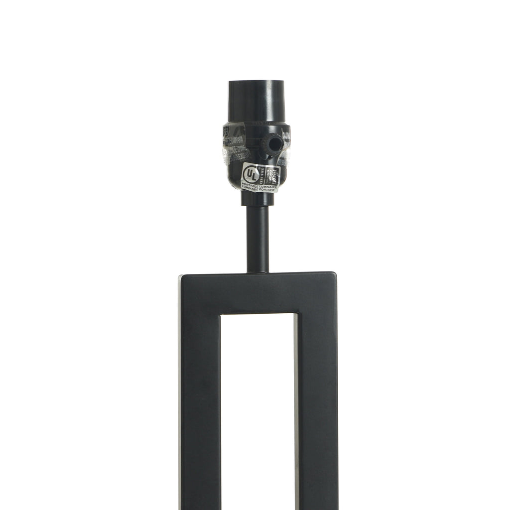 Velmora™ 18 in Metal Windowpane Table Lamp, Black Finish with Faux Wood Base