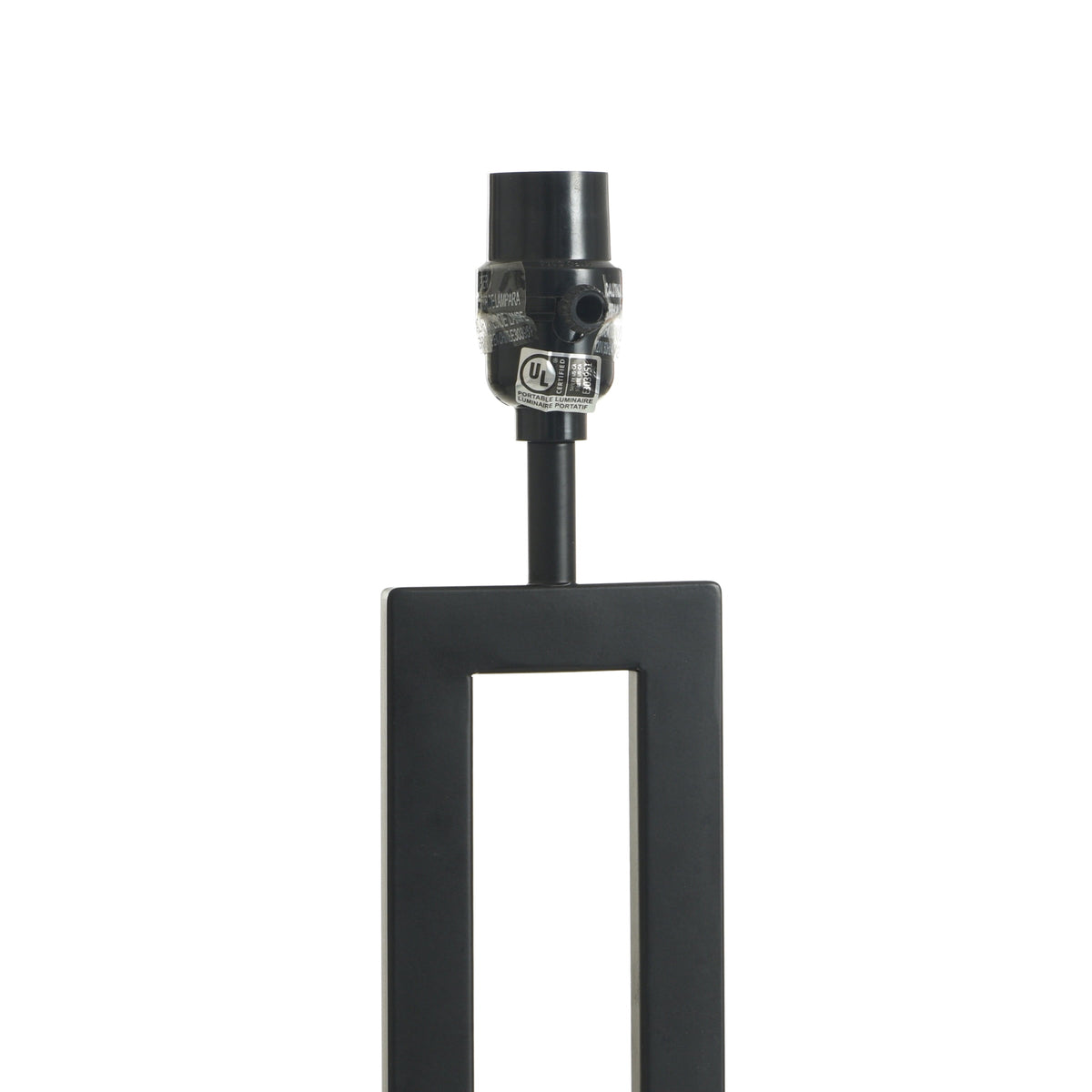Velmora™ 18 in Metal Windowpane Table Lamp, Black Finish with Faux Wood Base