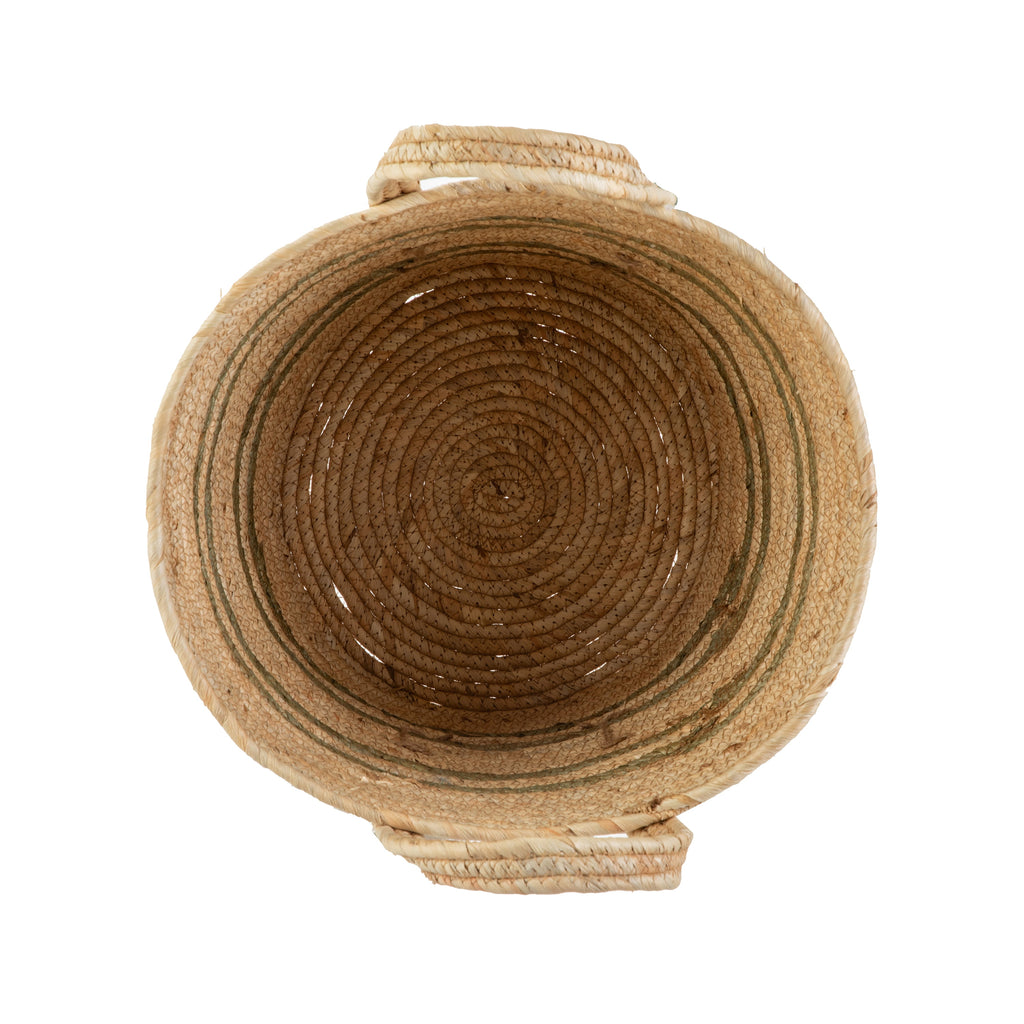 Velmora™ Natural Maize Colored Stripe Basket, Green, Large