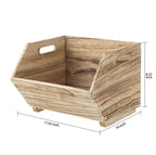 Velmora™ 2-Piece Set Natural Wood Stacking Open Front Decorative Storage Bins, 11 in x 16.5 in x 10 in