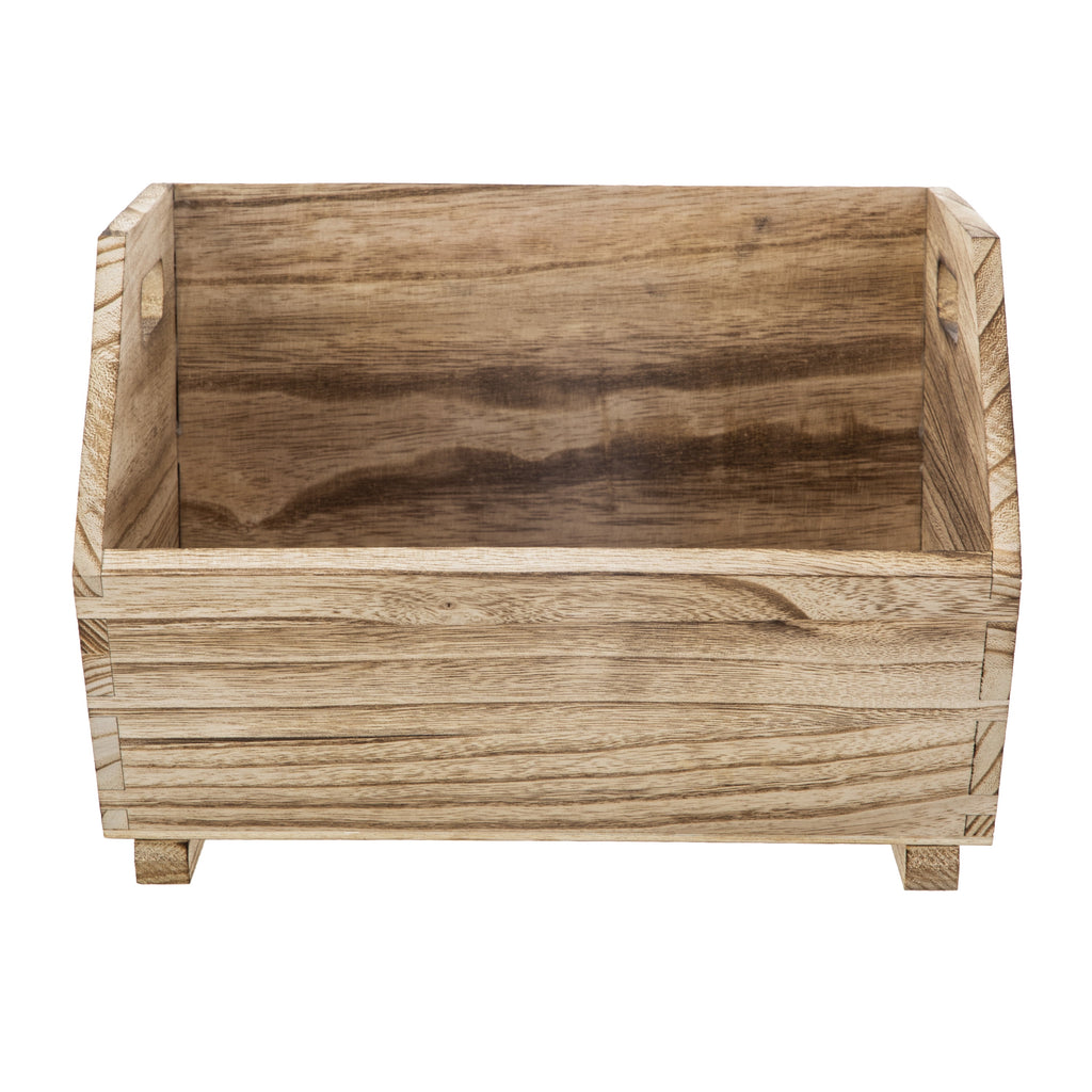 Velmora™ 2-Piece Set Natural Wood Stacking Open Front Decorative Storage Bins, 11 in x 16.5 in x 10 in