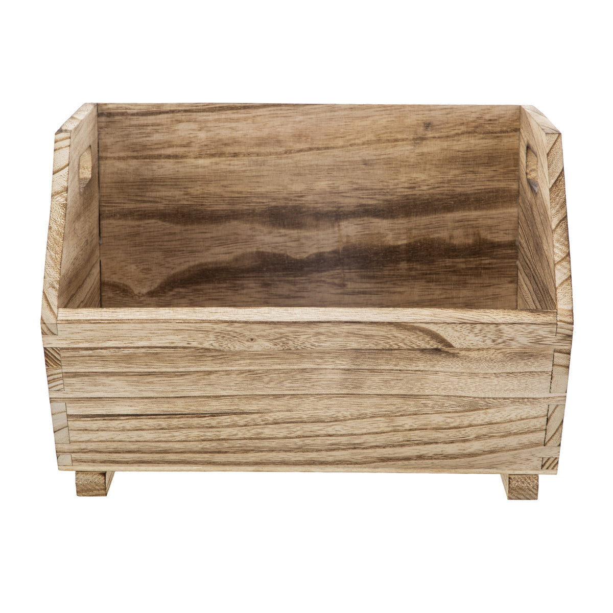 Velmora™ 2-Piece Set Natural Wood Stacking Open Front Decorative Storage Bins, 11 in x 16.5 in x 10 in