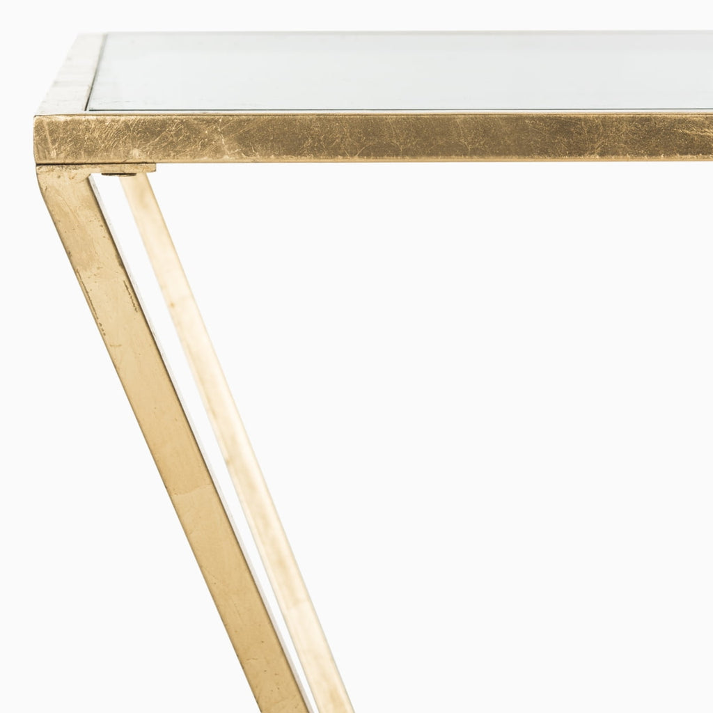 Velmora™ Allene Gold Leaf Retro Coffee Table, Gold/Clear