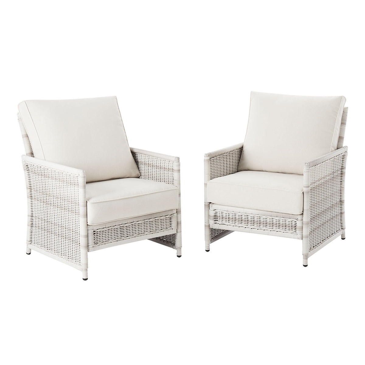 Velmora™ Paige Outdoor Wicker Stationary Lounge Chairs, Set of 2, White