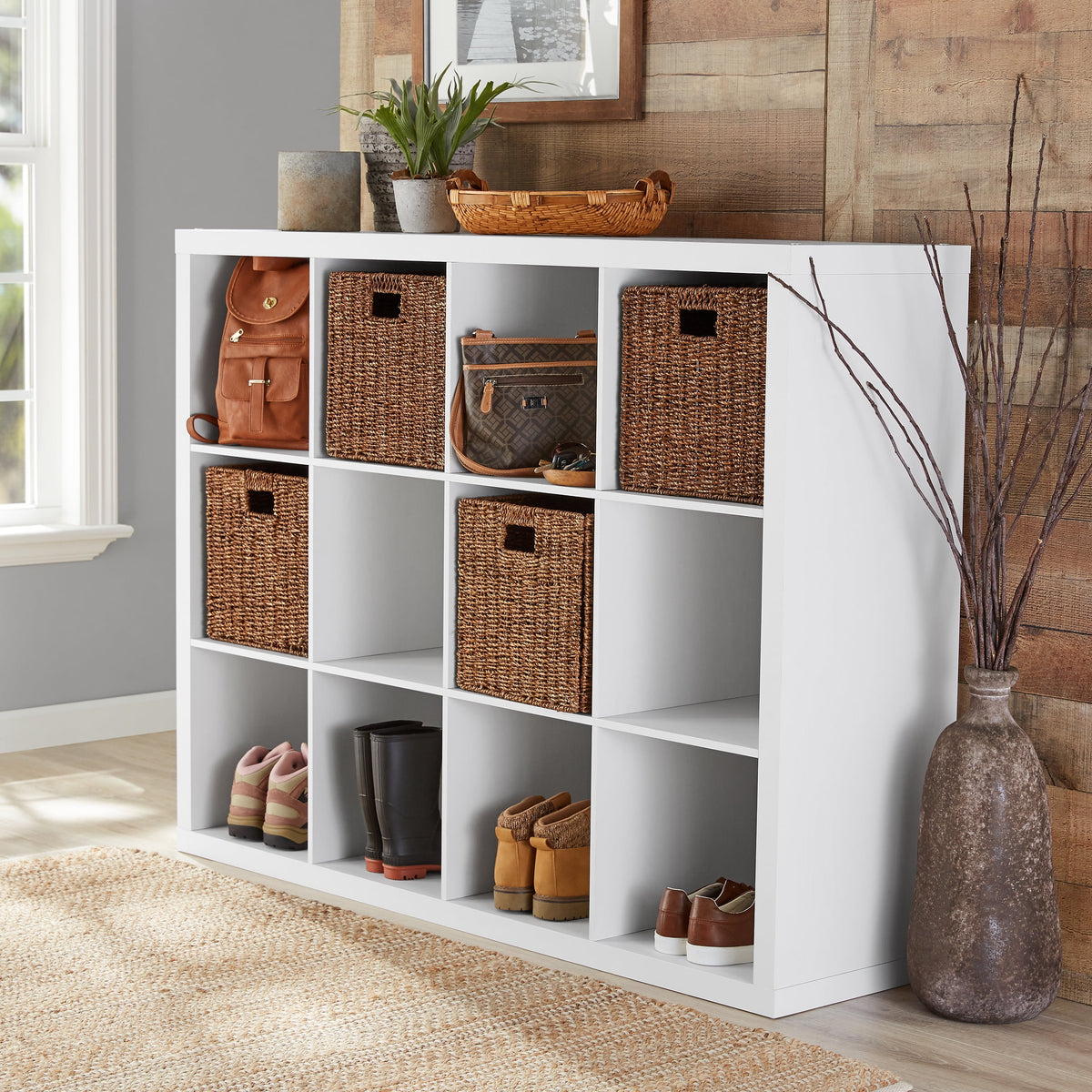 Velmora™ (4 pack) 12 Cube Storage Organizer, White Texture
