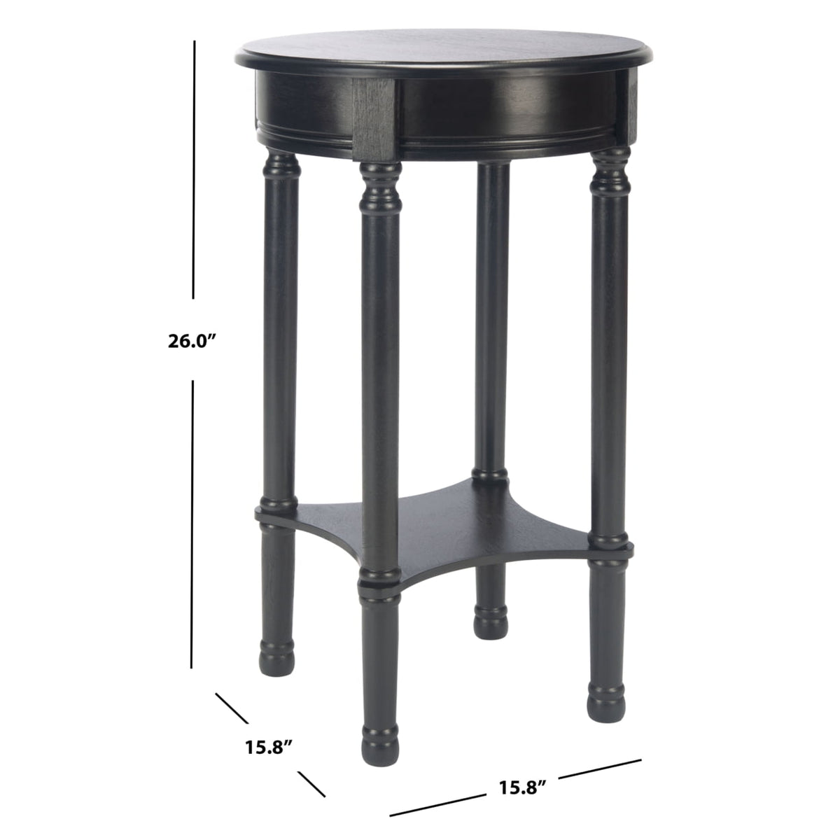 Velmora™ Tinsley Solid Rustic Round Accent Table, Black