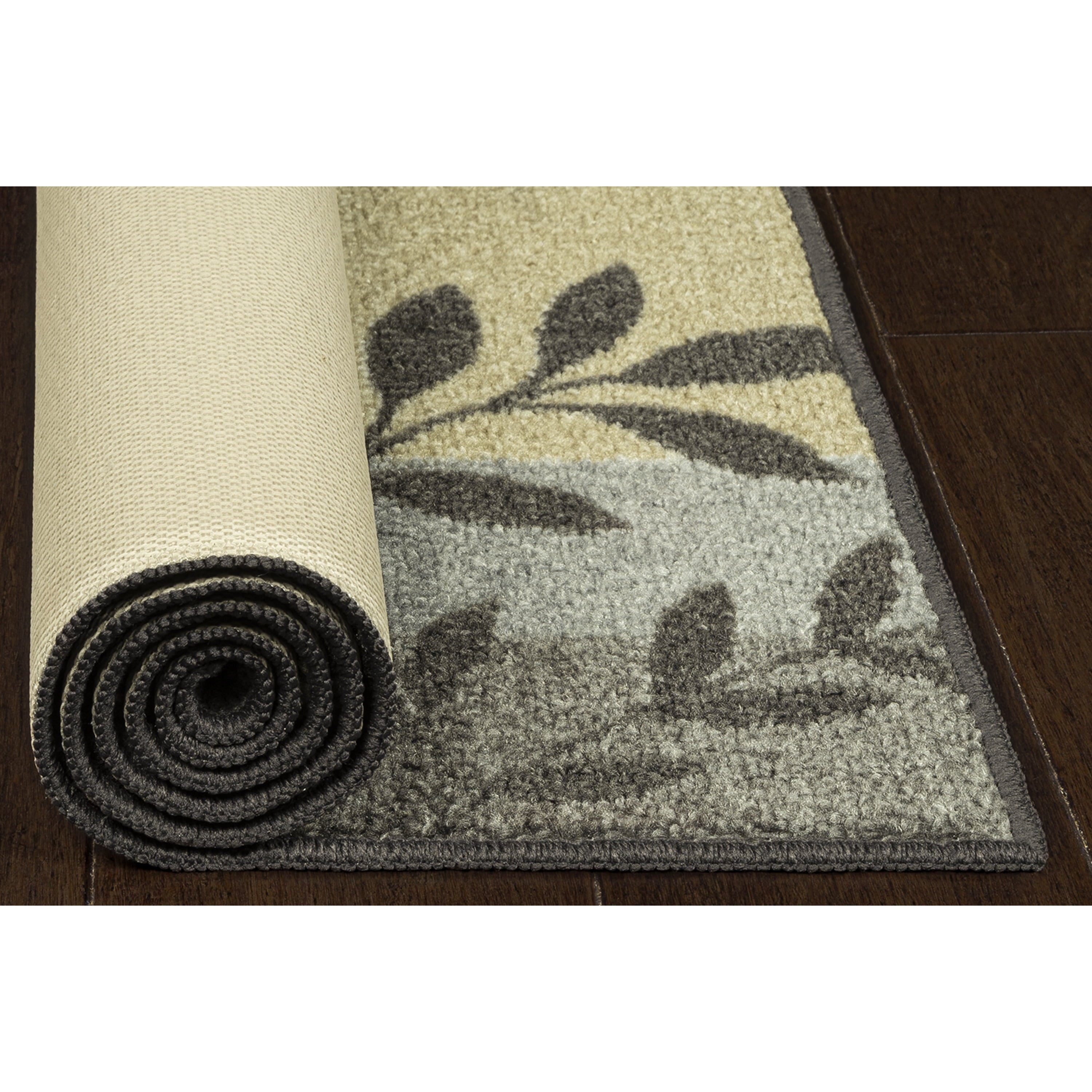 Velmora™ (2 pack) Gray Leaf Block Print Indoor Accent Rug, 2'6" x 3'10", For Home Decor