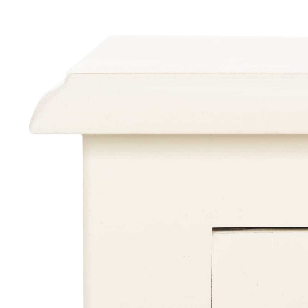 Velmora™ Everly Contemporary Side Table with Drawer and Two Baskets, Distressed White