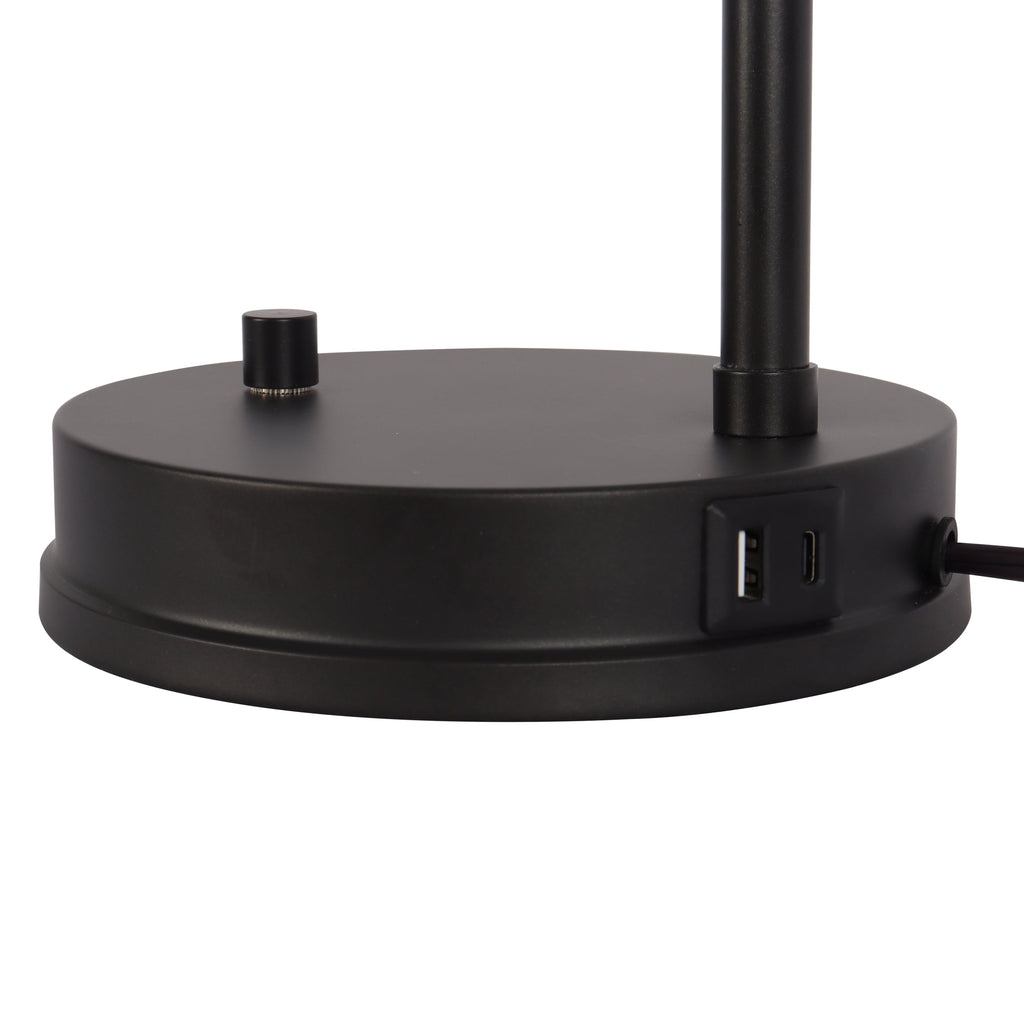 Velmora™ Bronze Table Lamp with Clear Glass Shade and USB/USB-C Ports