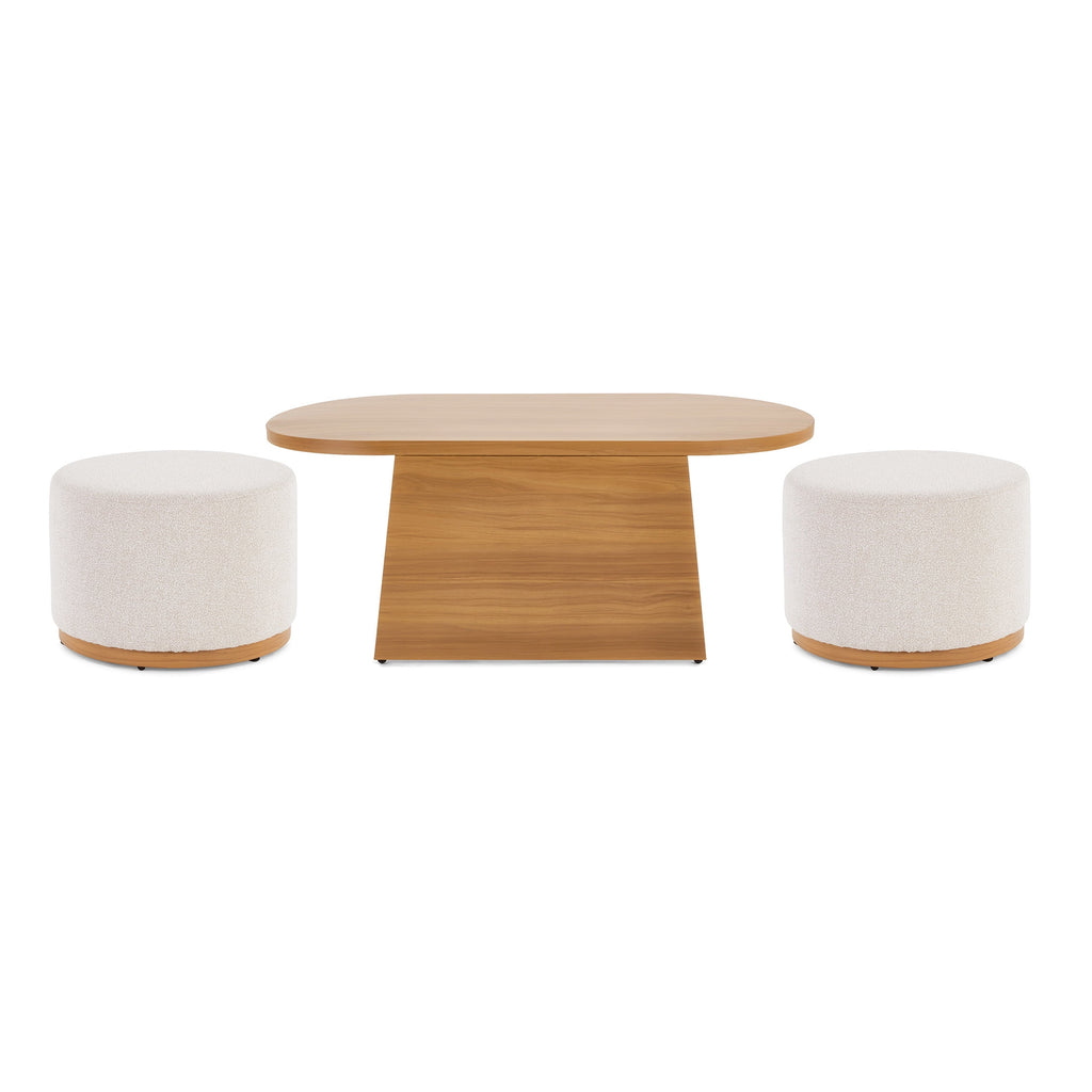 Velmora™ Juliet Outdoor Coffee Table with 2 Ottomans and Patio Cover, Beige