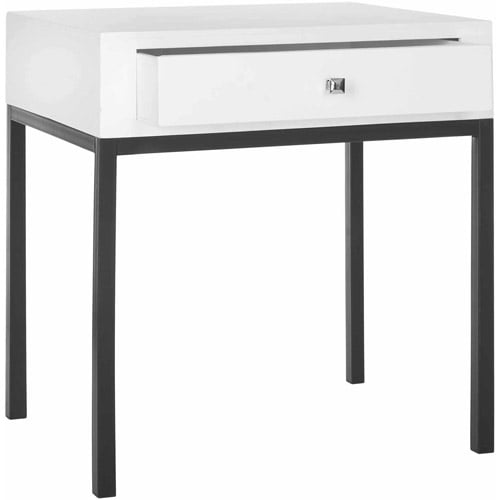 Velmora™ Adena Solid Rustic End Table with Storage Drawer, White