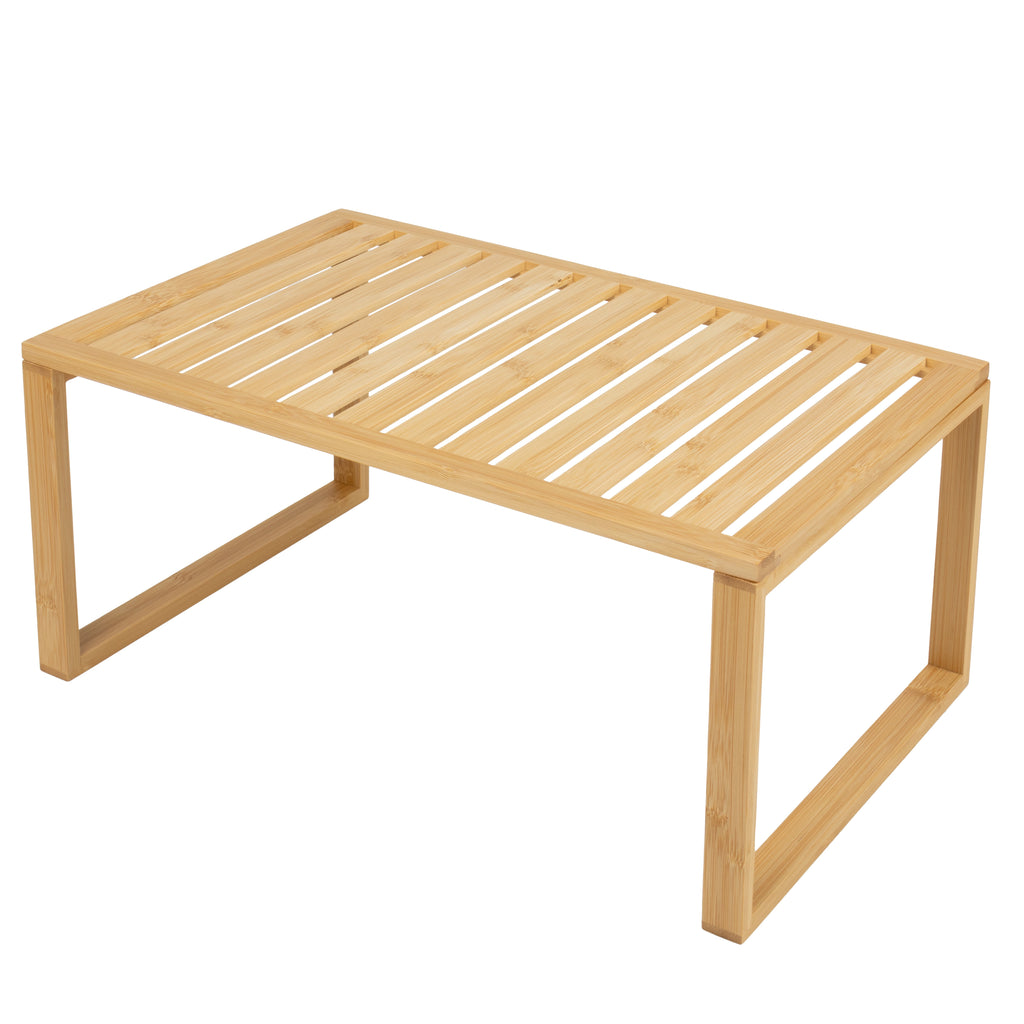 Velmora™ (2 pack) Bamboo Stackable Shelf, Natural Bamboo Color, Easy Assemble, 16 x 10 x 1.18in