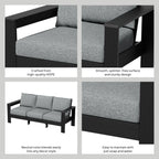Velmora™ Ezra Outdoor Sofa, Black Frame with Gray Cushions