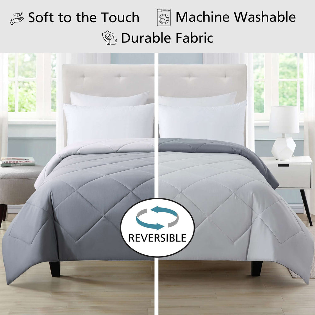 Velmora™ Reversible Microfiber Comforter, Grey, Full/Queen