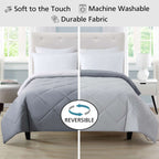 Velmora™ Reversible Microfiber Comforter, Grey, Full/Queen