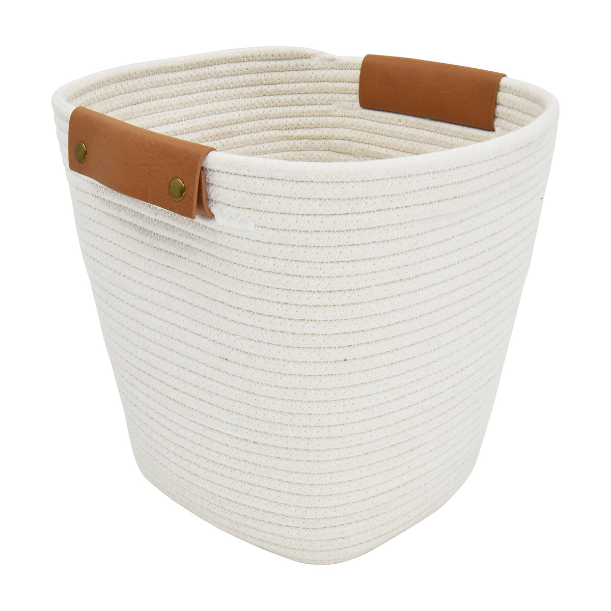 Velmora™ (4 pack) Medium White Cotton Rope Decorative Storage Basket, 11 in x 11 in