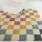 Velmora™ Rainbow Checkered Shag Indoor Area Rug, Multicolor, 5 ft 3 in x 7 ft