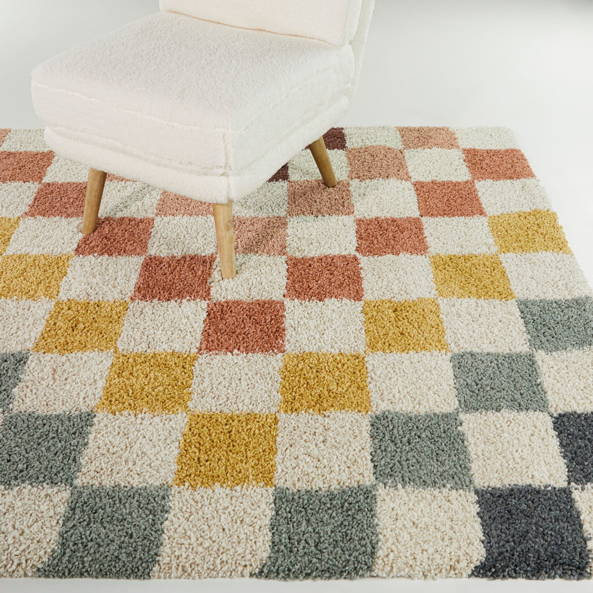 Velmora™ Rainbow Checkered Shag Indoor Area Rug, Multicolor, 5 ft 3 in x 7 ft