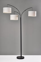 Velmora™ 82 in Matte Black 3-Light Arc Floor Lamp with Adjustable Shades