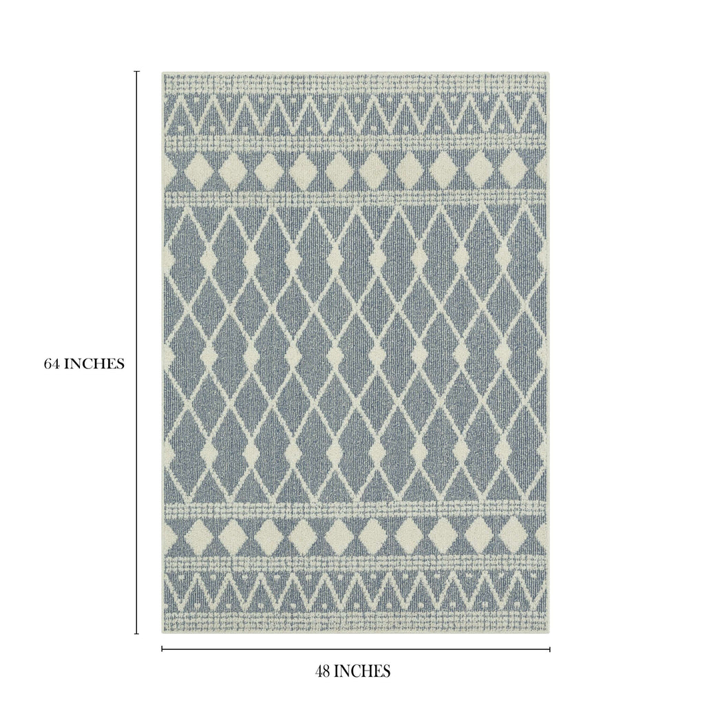 Velmora™ Traditional Blue Diamond High Low Loop Indoor Area Rug, 4' x 5'4"