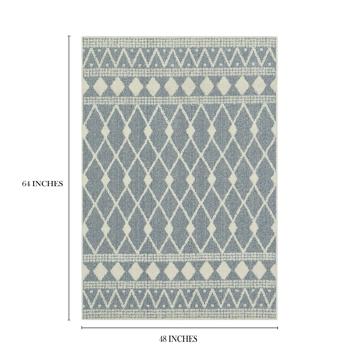 Velmora™ Traditional Blue Diamond High Low Loop Indoor Area Rug, 4' x 5'4"