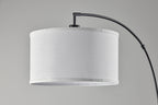 Velmora™ Michelle 71-Inch Metal Arc Floor Lamp with White Fabric Shade and 3-Way Switch