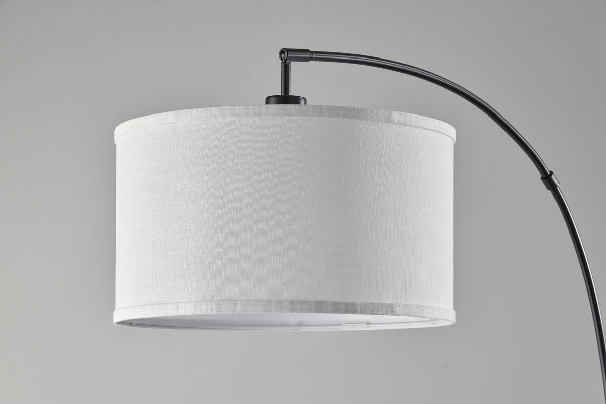 Velmora™ Michelle 71-Inch Metal Arc Floor Lamp with White Fabric Shade and 3-Way Switch