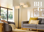 Velmora™ 82 in Matte Black 3-Light Arc Floor Lamp with Adjustable Shades
