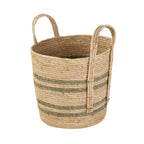Velmora™ Natural Maize Colored Stripe Basket, Green, Large