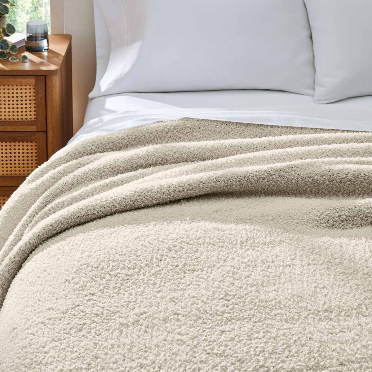 Velmora™ Beige Cozy Knit Blanket, Full/Queen Bedding