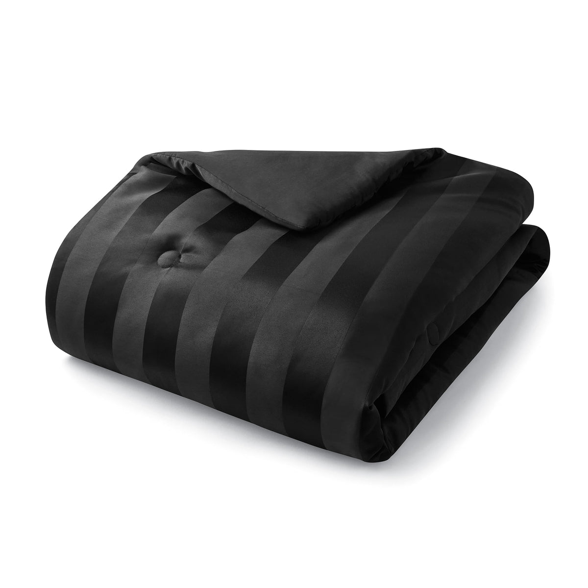 Velmora™ Rich Black 5 Piece Damask Stripe Comforter Set, King, Adult, Unisex