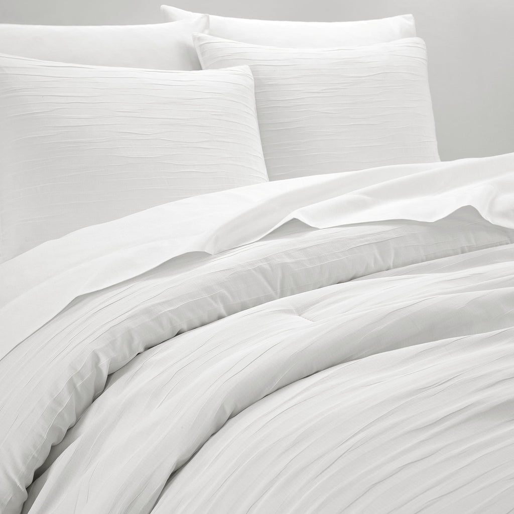 Velmora™ 7 Piece Crinkle Pleated Bed in a Bag Comforter Set with Sheets, Queen