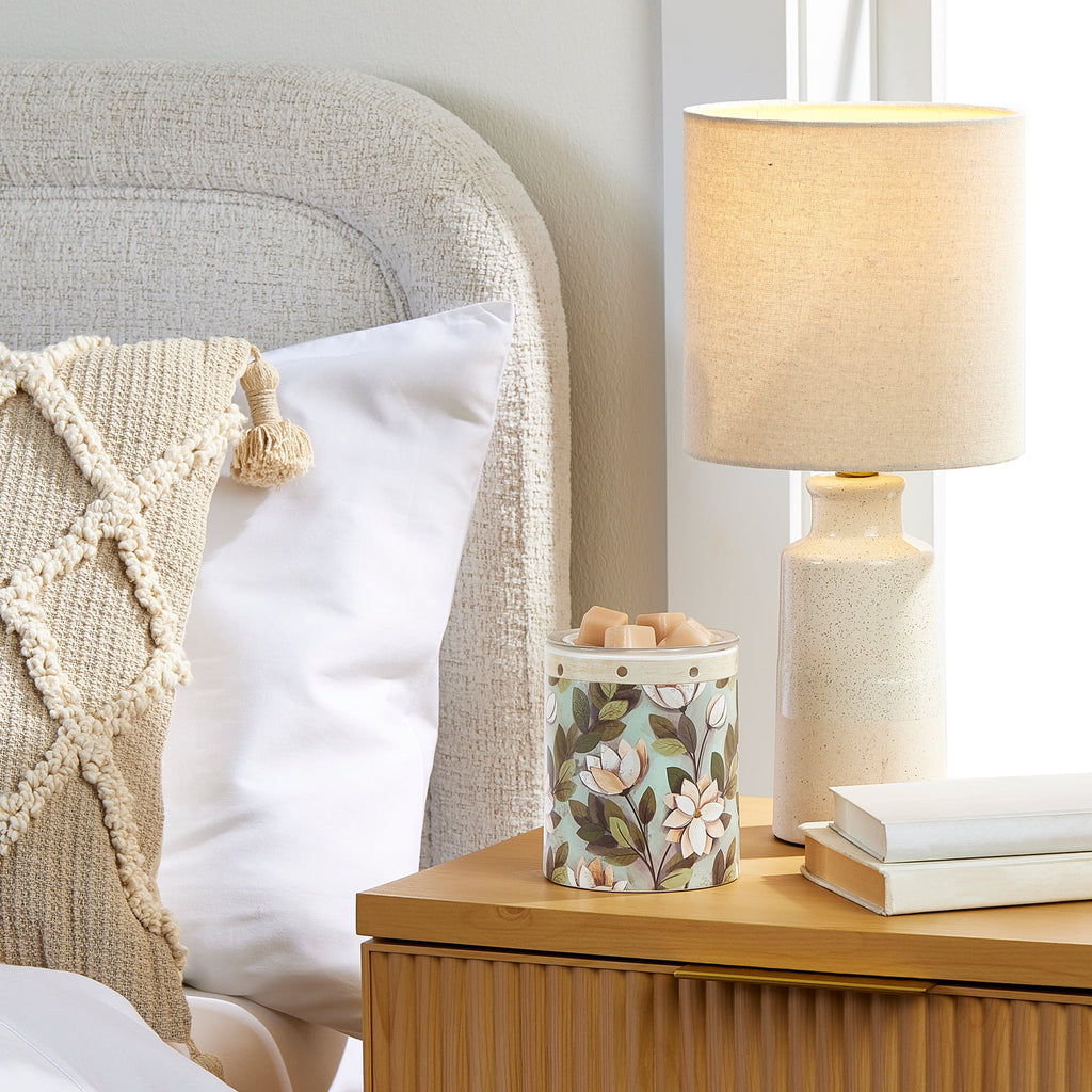 Velmora™ 17 in Reactive Glaze Ceramic Table Lamp with Off-White Shade