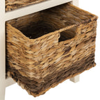Velmora™ Everly Contemporary Side Table with Drawer and Two Baskets, Distressed White