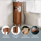 Velmora™ Greyson Slim Bathroom Storage Cabinet with Toilet Paper Holder, Walnut Finish