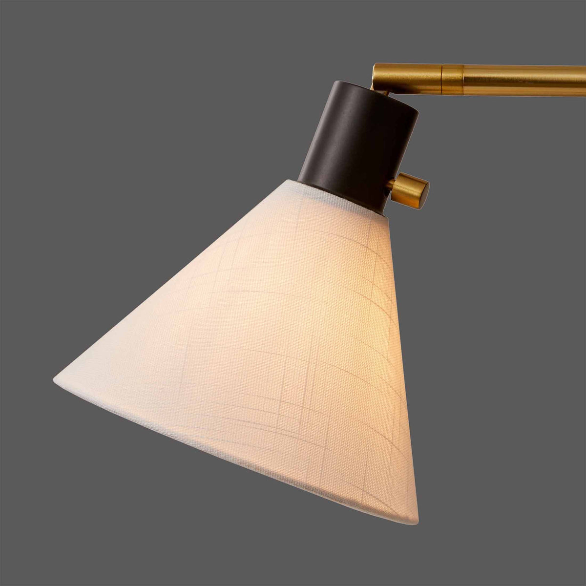 Velmora™ 68"H Metal Floor Lamp with Adjustable Dual Shades, Black and Gold Finish, White Linen Shades