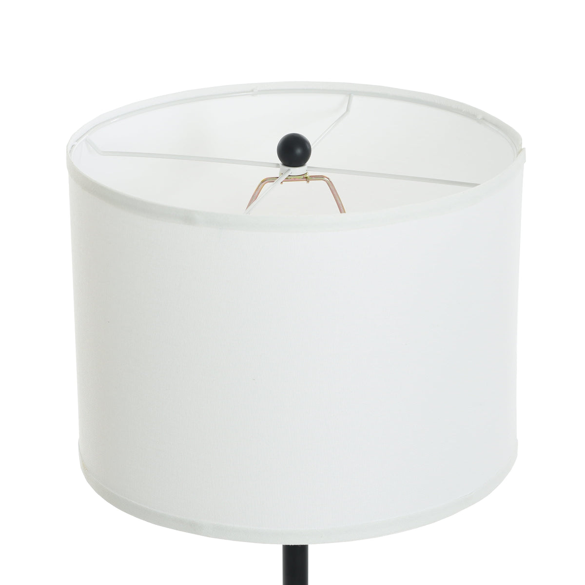 Velmora™ Glass End Table Floor Lamp with White Shade, Matte Black, 17"L x 17"W x 54"H