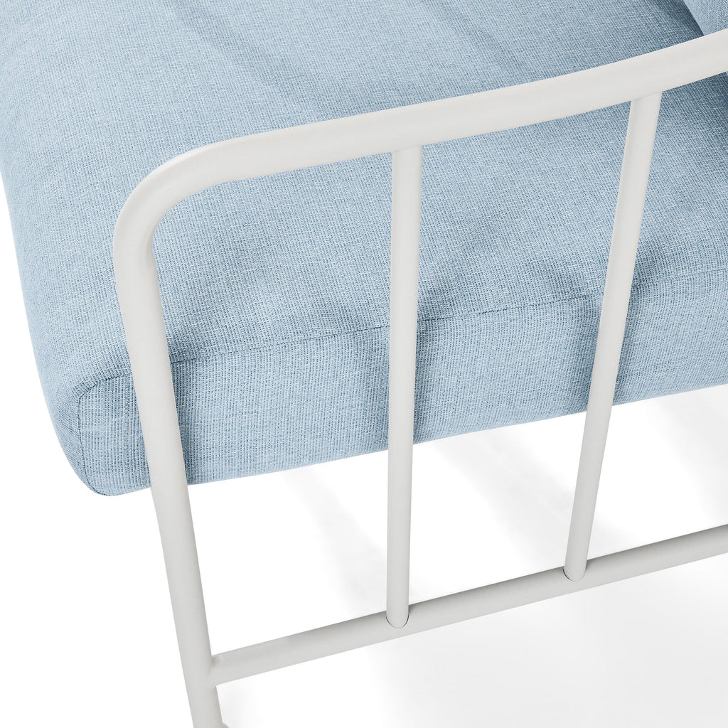 Velmora™ Aubrey 3-Piece Metal Outdoor Chat Set, White & Blue