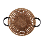 Velmora™ 2-Pack Round Decorative Storage Baskets with Faux Leather Handles, Natural, 14.5 in x 16.5 in