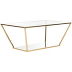 Velmora™ Allene Gold Leaf Retro Coffee Table, Gold/Clear